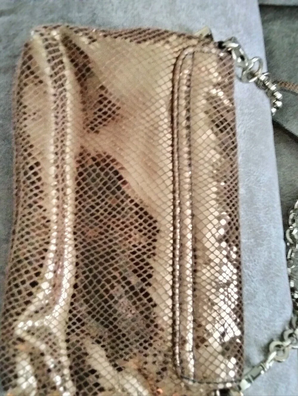 Calvin Klein Bronze Sequin Snakeskin Crossbody Bag